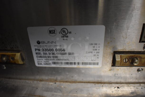 2016 Bunn DUAL SH DBC Stainless Steel Commercial Countertop Coffee Machine w/ Hot Water Dispenser, 2 Metal Brew Baskets and 2 Servers. 120/208 Volts, 1 Phase. 21x24x32 - Image 5 of 5