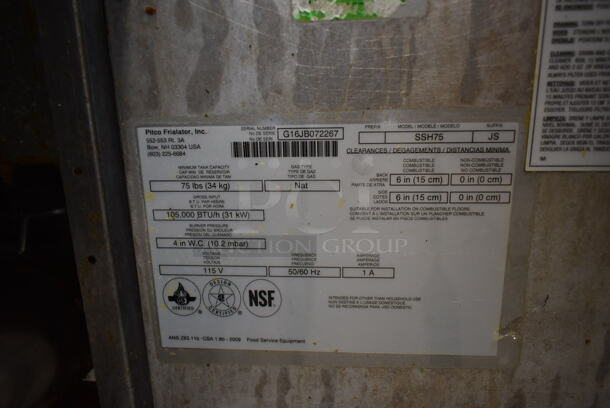 2016 Pitco Frialator SSH75 Solstice Supreme Stainless Steel Commercial Natural Gas Powered Deep Fat Fryer w/ Filtration System on Commercial Casters. 105,000 BTU. - Image 9 of 11