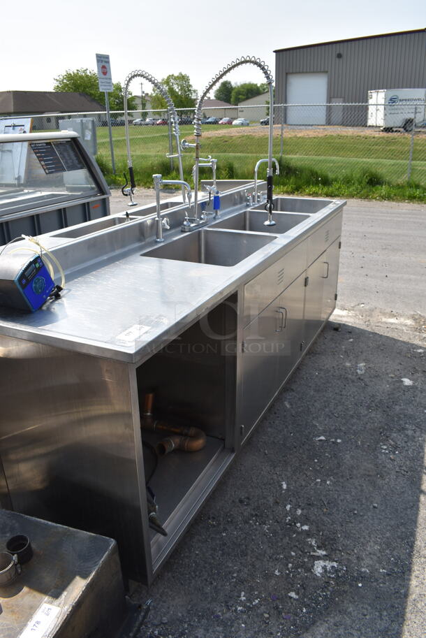 Stainless Steel 3 Bay Sink w/ Undercabinet Spacing, 2 Faucets and Gooseneck Sprayer - Image 2 of 6