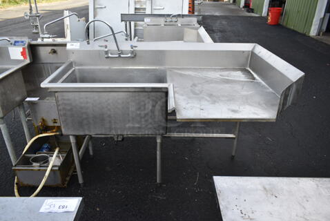 Stainless Steel Commercial Single Bay Dirty Side Left Side Dishwasher Table w/ Faucet and Handles.