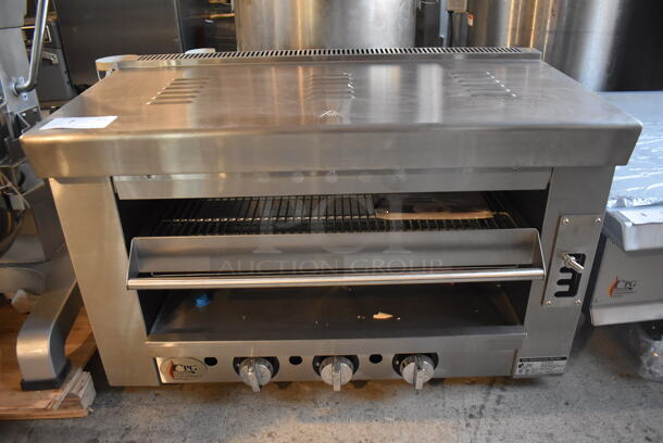 BRAND NEW SCRATCH AND DENT! CPG 351S36SBN Stainless Steel Commercial Natural Gas Powered Salamander Broiler Cheese Melter. 36,000 BTU. 35x21x21.5 - Image 1 of 7