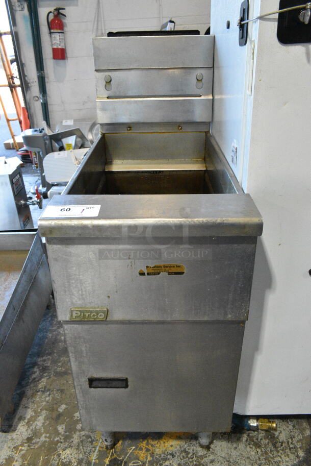 Pitco Frialator SG14-S Stainless Steel Commercial Floor Style Propane Gas Powered Deep Fat Fryer. 110,000 BTU.  - Image 1 of 7