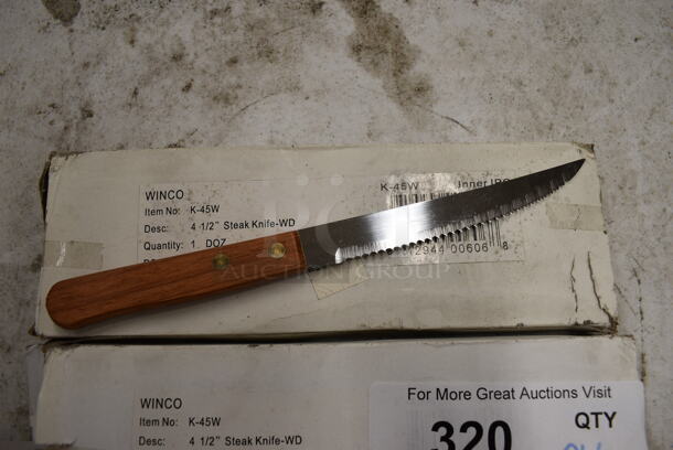 24 BRAND NEW IN BOX! Winco K-45W Stainless Steel Steak Knives. 8