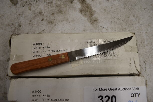 24 BRAND NEW IN BOX! Winco K-45W Stainless Steel Steak Knives. 8". 24 Times Your Bid! - Image 1 of 3