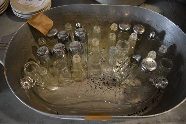 ALL ONE MONEY! Lot of Various Salt Shakers in Metal Dish.  - Image 4 of 4