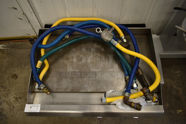 Cooking Performance Group CPG Stainless Steel Commercial Countertop Natural Gas Powered Flat Top Griddle w/ Thermostatic Controls w/ 4 Gas Hoses. - Image 3 of 6