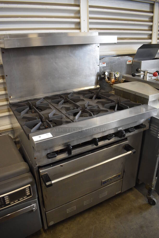 US Range Model S-6-26 Stainless Steel Commercial Natural Gas Powered 6 Burner Range w/ Oven, Over Shelf and Back Splash. 36x34x58 - Image 5 of 7