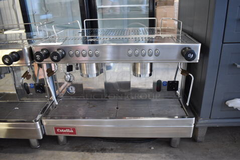 Estella 236ECEM2 Stainless Steel Commercial Countertop 2 Group Espresso Machine w/ 2 Steam Wands. 220-240 Volts, 1 Phase. 
