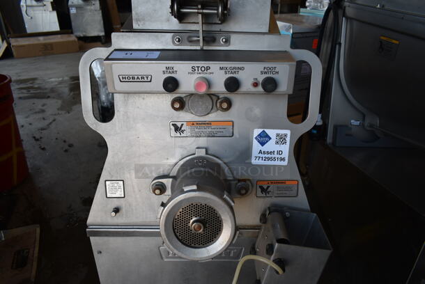 2017 Hobart MG2032 Metal Commercial Floor Style Electric Powered Meat Mixer Grinder w/ Foot Pedal on Commercial Casters. 208 Volts, 3 Phase. - Image 3 of 7