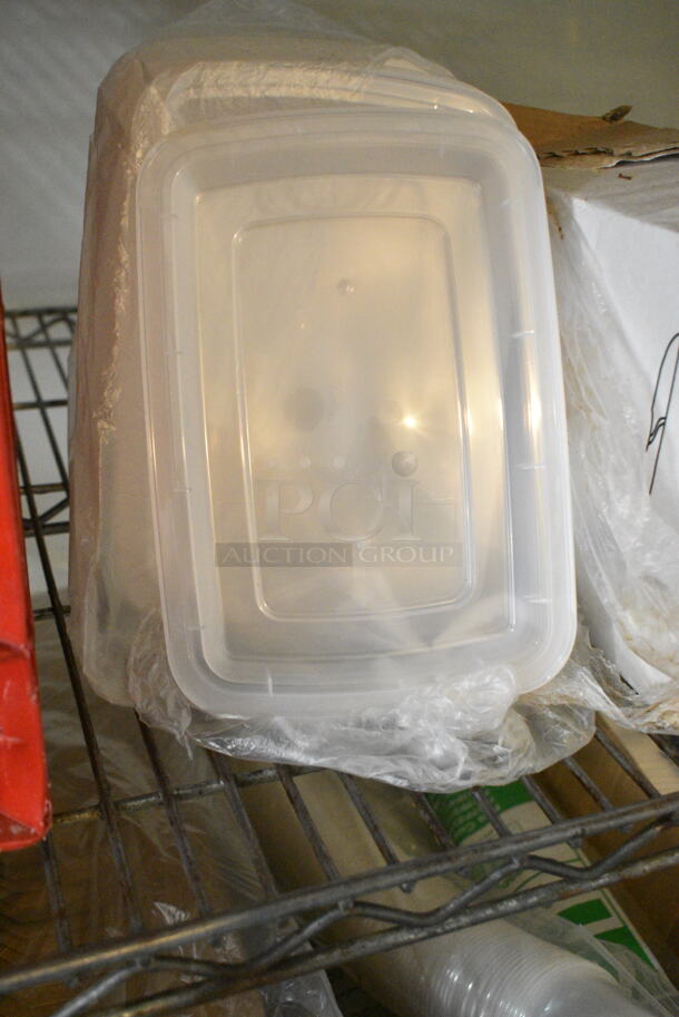 Chrome Finish 5 Tier Wire Shelving Unit w/ Contents Including Cups, Plasticware. BUYER MUST DISMANTLE. PCI CANNOT DISMANTLE FOR SHIPPING. PLEASE CONSIDER FREIGHT CHARGES. (secondary dining room) - Image 7 of 12