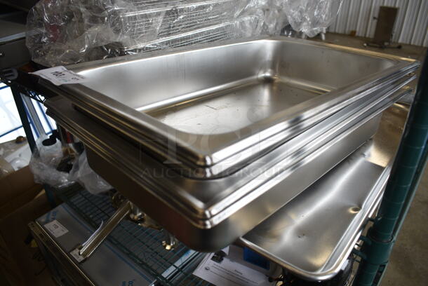 5 BRAND NEW SCRATCH AND DENT! Items; 4 922WATRPNFUL Stainless Steel Choice 4" Deep Full Size Water Pans and 1 Choice 407BUNFULL Full Size Baking Pan. 5 Times Your Bid!  - Image 3 of 6
