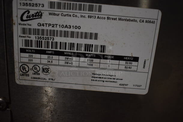 Curtis G4TP2T10A3100 Stainless Steel Commercial Countertop Coffee Machine. 220 Volts, 1 Phase.  - Image 4 of 5