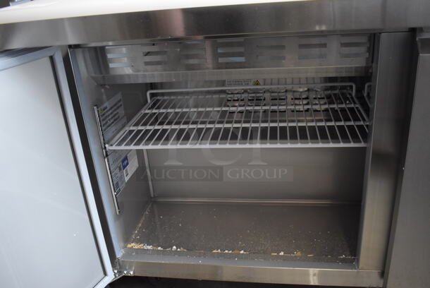 BRAND NEW SCRATCH AND DENT! Avantco 178SSPT60MHC Stainless Steel Commercial Sandwich Salad Prep Table Bain Marie Mega Top on Commercial Casters. 115 Volts, 1 Phase. Tested and Working! - Image 5 of 8