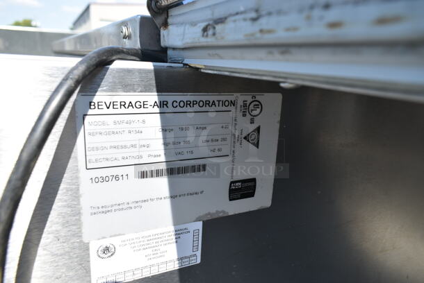 Beverage Air SMF49Y-1-S Stainless Steel Commercial Milk Cooler on Commercial Casters. Missing Front Piece. 115 Volts, 1 Phase. Tested and Powers On But Does Not Get Cold
 - Image 6 of 6