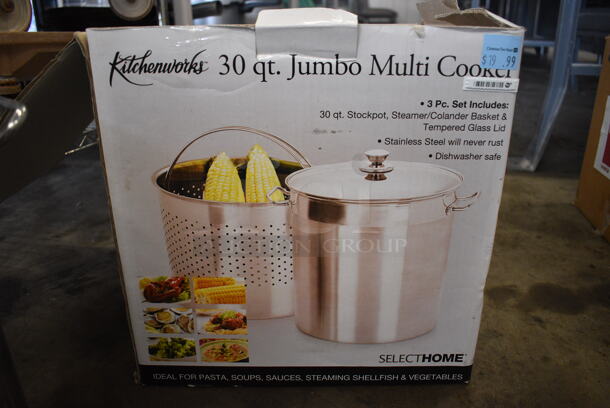 IN ORIGINAL BOX! Kitchenworks 30 Quart Jumbo Multi Cooker w/ Lid. 13x13x13 - Image 4 of 4