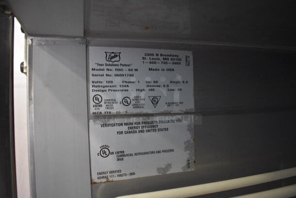 Duke Model RBC-60M Stainless Steel Commercial 2 Door Work Top Counter Cooler w/ Wood Pattern Doors. 120 Volts, 1 Phase. 60x30x40. Tested and Working! - Image 7 of 7