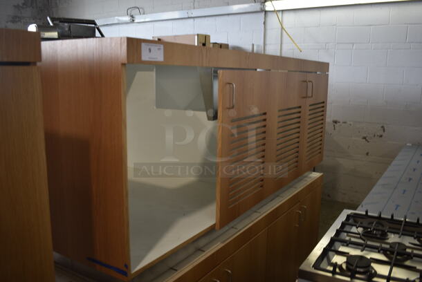 BRAND NEW! Wood Pattern 4 Door Counter. Missing Countertop and One Door. - Image 2 of 9