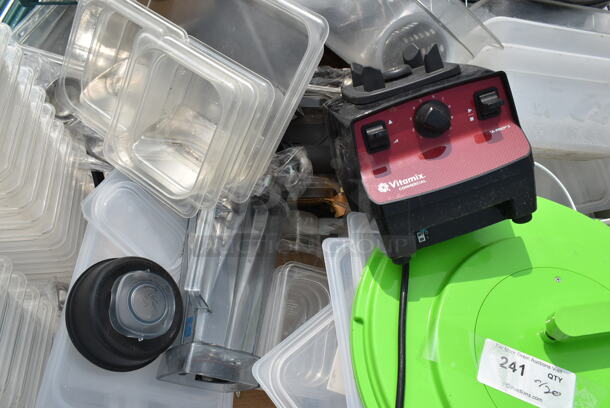 ALL ONE MONEY! Pallet Lot of Plastic Drop-In Bins and Lids, Vitamix, Salad Spinner, 6-Outlet Surge Protector Power Strip, Commercial Casters, AND MORE!  - Image 3 of 6