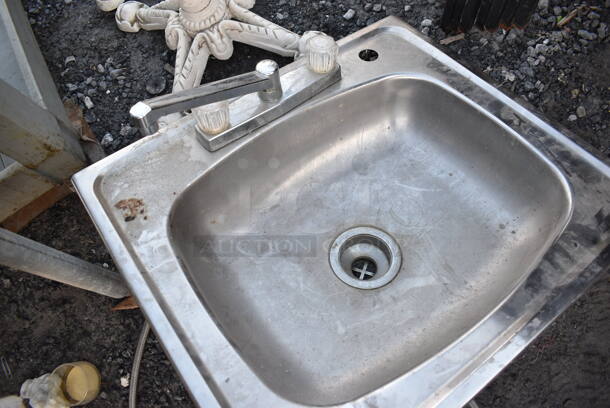 Stainless Steel Single Bay Drop In Sink w/ Faucet and Handles. 25x22x14 - Image 3 of 3