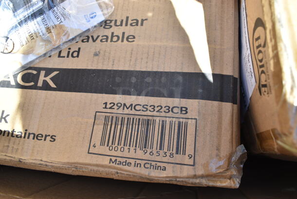 PALLET LOT of 25 BRAND NEW Boxes Including 129MCS323CB Choice Black 3- Compartment Microwavable Heavy Weight Container, 3 Box Dart Y14 Conex Galaxy 14 oz. Translucent Plastic Cold Cup - 1000/Case, 612527PCO Choice 7" Round Standard Weight Foil Take-Out Pan with Dome Lid - 200/Case, 795KFTL50PE Choice 44-50 oz. Round PET Take-Out Lid - 300/Case, 612527PCO Choice 7" Round Standard Weight Foil Take-Out Pan with Dome Lid, Eilat 9" Plates, Lemon Scented Wet Towelette, 612OB4LB Choice 4 lb. Oblong Foil Take-Out Container - 250/Case. 25 Times Your Bid!  - Image 5 of 12