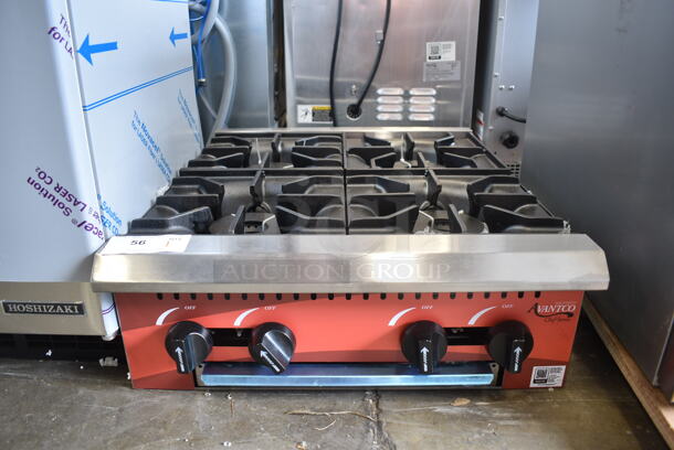 BRAND NEW SCRATCH AND DENT! 2023 Avantco 177CAGR424 Stainless Steel Commercial Countertop Natural Gas Powered 4 Burner Range. 100,000 BTU - Image 2 of 6