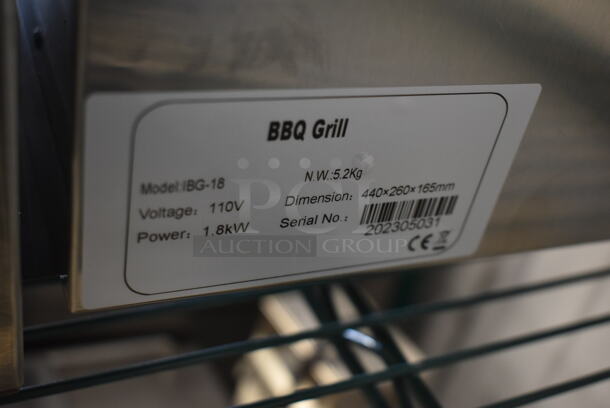 BRAND NEW SCRATCH AND DENT! 2023 Hoocoo IBG-18 Stainless Steel Commercial Countertop Electric Powered Barbecue BBQ Grill. 110 Volts, 1 Phase. Tested and Working! - Image 6 of 6