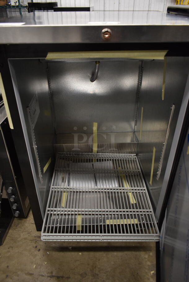 BRAND NEW SCRATCH AND DENT! Beverage Air BB24HC-1-B Stainless Steel Commercial Black Counter Height Solid Door Back Bar Refrigerator on Commercial Casters. 120 Volts, 1 Phase. Tested and Working! - Image 6 of 7
