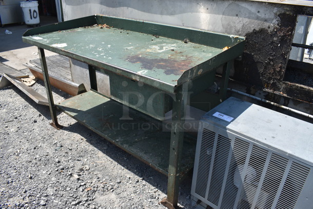 Green Metal Table w / Under Shelf. 60x30x39.5