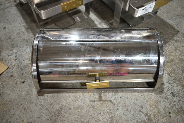 2 Metal Chafing Dish Frames w/ 3 Roll Top Lids. 2 Times Your Bid! - Image 2 of 4