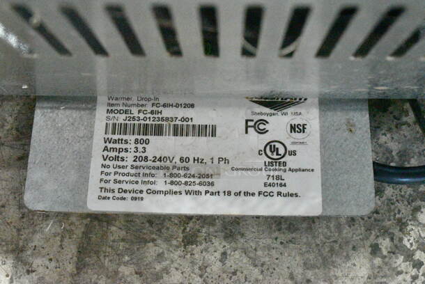Vollrath FC-6IH Stainless Steel Commercial Drop In Steam Table. 208-240 Volts, 1 Phase.  - Image 7 of 7