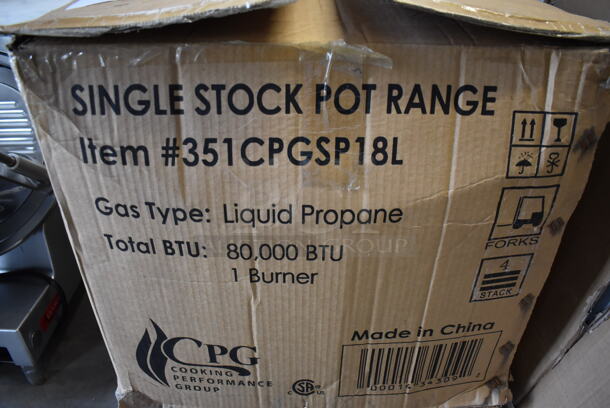 BRAND NEW SCRATCH AND DENT! CPG 351CPGSP18L Stainless Steel Commercial Countertop Propane Gas Powered Single Burner Stock Pot Range. 80,000 BTU. 18x20x19 - Image 8 of 8
