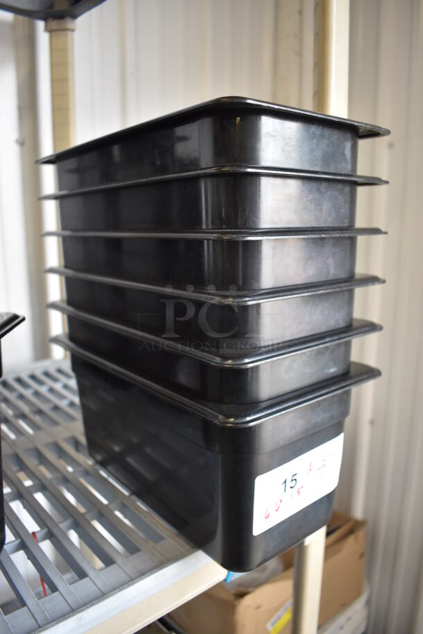 ALL ONE MONEY! Lot of 7 Cambro Black Poly 1/6 Size Drop In Bins! Six 1/3x6, One 1/3x8 - Image 3 of 3