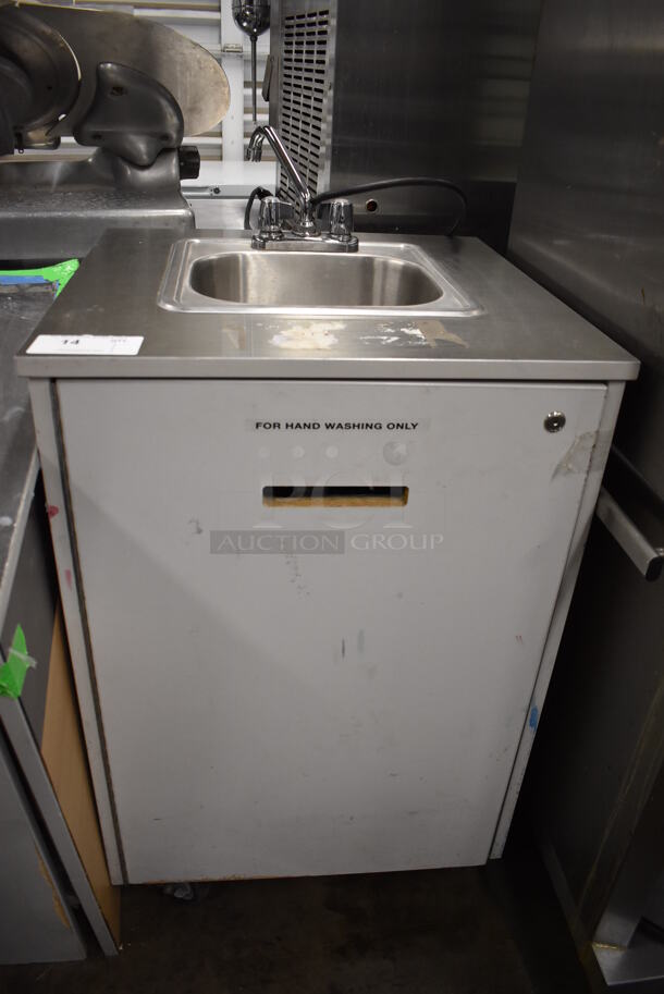 Stainless Steel Single Bay Portable Sink w/ Faucet and Handles on Commercial Casters. 24x24x44 - Image 2 of 8