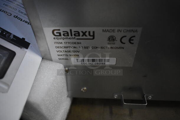 BRAND NEW SCRATCH AND DENT! Galaxy 177COE3H Stainless Steel Commercial Countertop Electric Powered Half Size Convection Oven. See Pictures for Broken Glass Door. 120 Volts, 1 Phase. Tested and Working! - Image 6 of 6