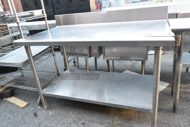Stainless Steel Table w/ Back Splash, Commercial Can Opener Mount and Under Shelf.  - Image 1 of 4