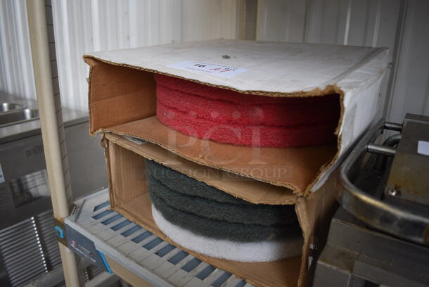 ALL ONE MONEY! Lot of 7 Round Floor Cleaning Pads! Includes 13x13x1 - Image 2 of 4