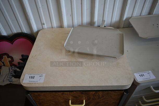 Brown Wood Pattern Counter w/ 4 Drawers on Casters. - Image 3 of 8