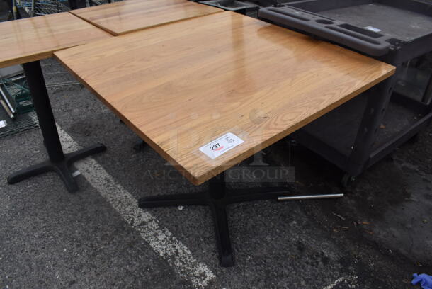 Wooden Dining Height Table on Black Metal Table Base. 36x36x30 - Image 2 of 4