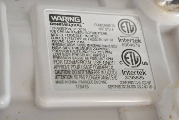 Waring WCIC20 Stainless Steel Commercial Countertop Ice Cream Maker. 120 Volts, 1 Phase.  - Image 5 of 5