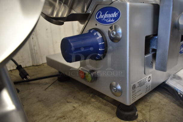 BRAND NEW SCRATCH AND DENT! Globe Chefmate GC512 Stainless Steel Commercial Countertop Automatic Meat Slicer w/ Blade Sharpener. 115 Volts, 1 Phase. Tested and Working! - Image 9 of 10