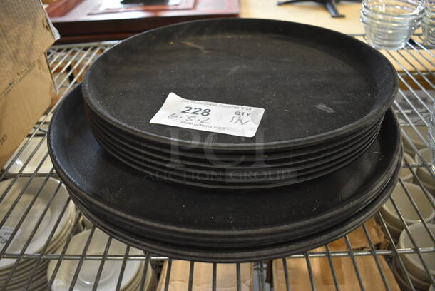 11 Various Round Black Serving Trays. Includes 14x14x1. 11 Times Your Bid!