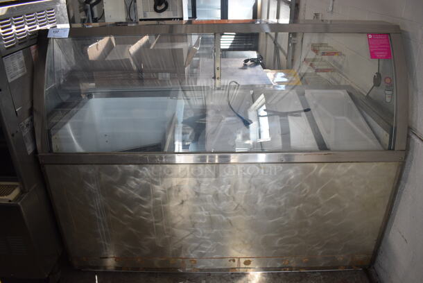 Stainless Steel Commercial Floor Style Ice Cream Dipping Cabinet w/ 1 Rear Clear Lid and Dipwell. 67.5x29x52.5. Tested and Working! - Image 1 of 7