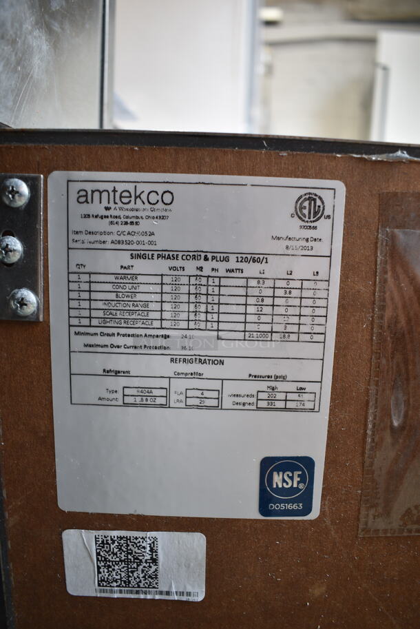 Amtekco C/C ACN605 2A Stainless Steel Commercial 3 Well Buffet Table w/ Lower Refrigerated Door on Commercial Casters. 120 Volts, 1 Phase. Cannot Test Due To Plug Style - Image 6 of 6