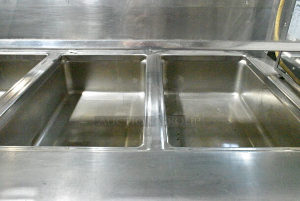Stainless Steel Commercial Floor Style 4 Bay Steam Table w/ Sneeze Guard on Commercial Casters. Tested and Working! - Image 4 of 12