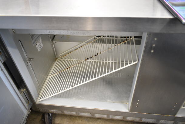 Beverage Air SPE60-24M Stainless Steel Commercial Sandwich Salad Prep Table Bain Marie Mega Top on Commercial Casters. 115 Volts, 1 Phase. Tested and Powers On But Does Not Get Cold - Image 4 of 7