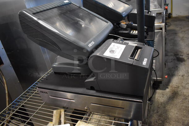 Micros 15" POS Monitor, Epson M129H Receipt Printer, Credit Card Reader, Barcode Scanner and Metal Cash Drawer - Image 2 of 8