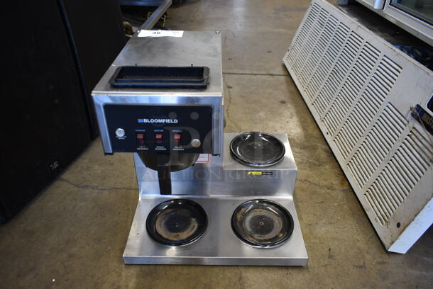 Bloomfield 8571 Stainless Steel Commercial Countertop 3 Burner Coffee Machine w/ Poly Brew Basket. 120 Volts, 1 Phase.