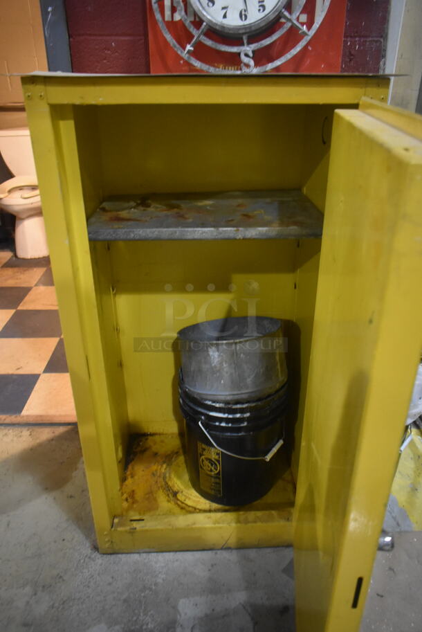 ALL ONE MONEY! Lot of Various Items Including Yellow Cabinet, Clock and Fabric. BUYER MUST REMOVE. - Image 2 of 3