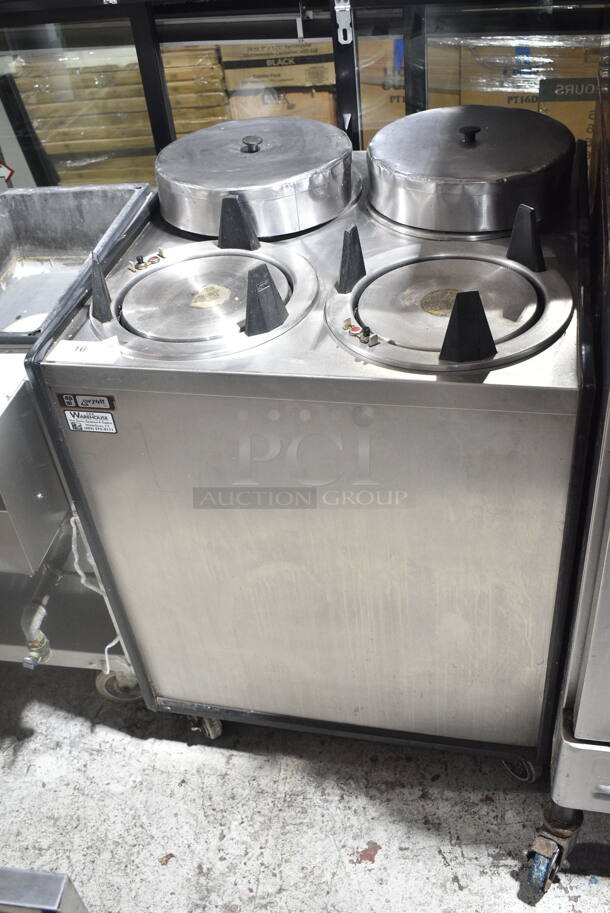 APW Wyott ML4-10 Stainless Steel Commercial 4 Well Plate Dispenser on Commercial Casters. 120 Volts, 1 Phase. Tested and Working! - Image 1 of 9