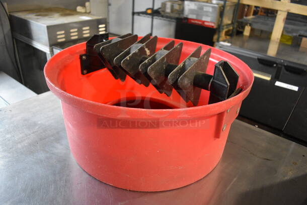 Red Poly Trash Can Lid w/ Silverware Saver. 20x20x10 - Image 4 of 4